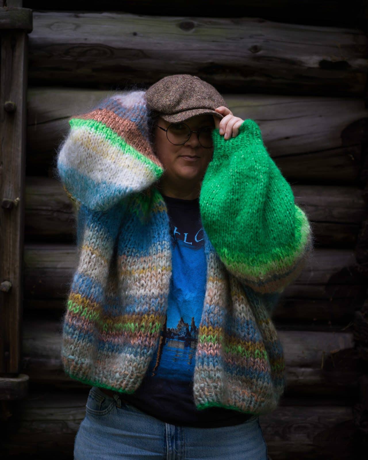 Stickad kofta i mohair, onesize